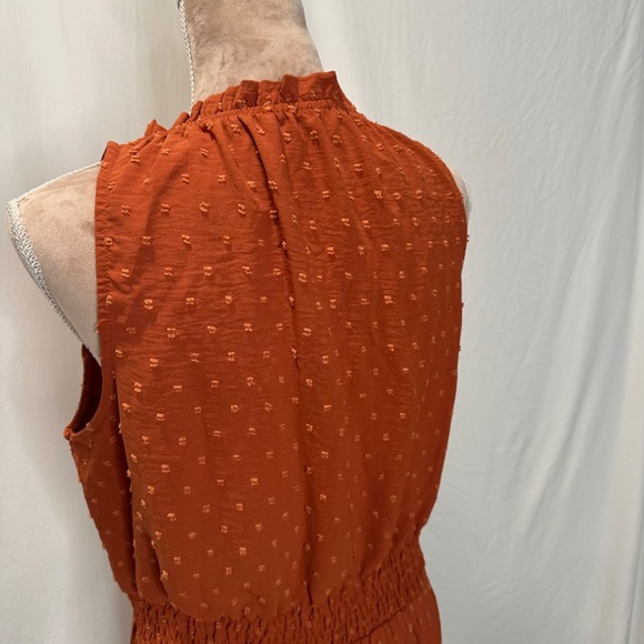 Pretty Garden Chic Burnt Orange Pleated Dress - Picture 4 of 7